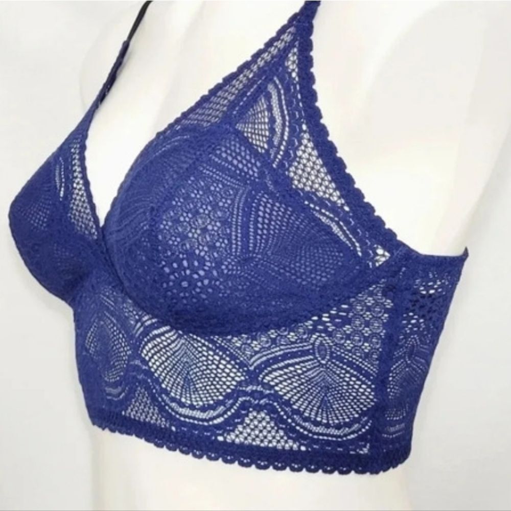 NWT Felina Deep Navy Blue Lace Bralette -L - Picture 3 of 5